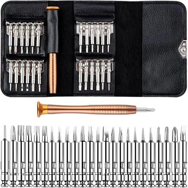 Neobrandbucket-Crafts 25 In 1 Screwdrivers, Professional Electronics Repair Tool Kit With, Precision Screwdriver Set, Glasses Screwdriver, Laptop Screwdriver Watch Kit, Computer Set Kits:- (1), Silver (10)